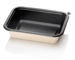 Bagasse tray  187x139x45 + removable black film