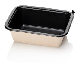 Bagasse tray  187x139x60 + removable black film