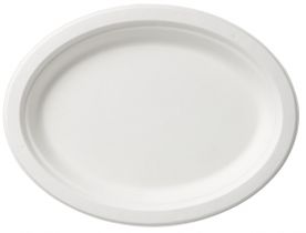 Dinner plate oval Bagasse 26cm bleached
