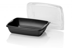 PP reusable / herbruikbare maaltijdverpakking zwart + trp deksel 750cc