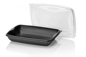 PP reusable / herbruikbare maaltijdverpakking zwart + trp deksel 950cc