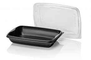 PP reusable / herbruikbare maaltijdverpakking zwart + trp deksel 550cc