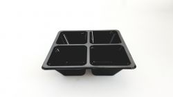 PET Vierkante Tapas-tray 4-vaks ZW