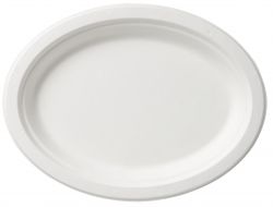 Dinner plate oval Bagasse 26cm bleached